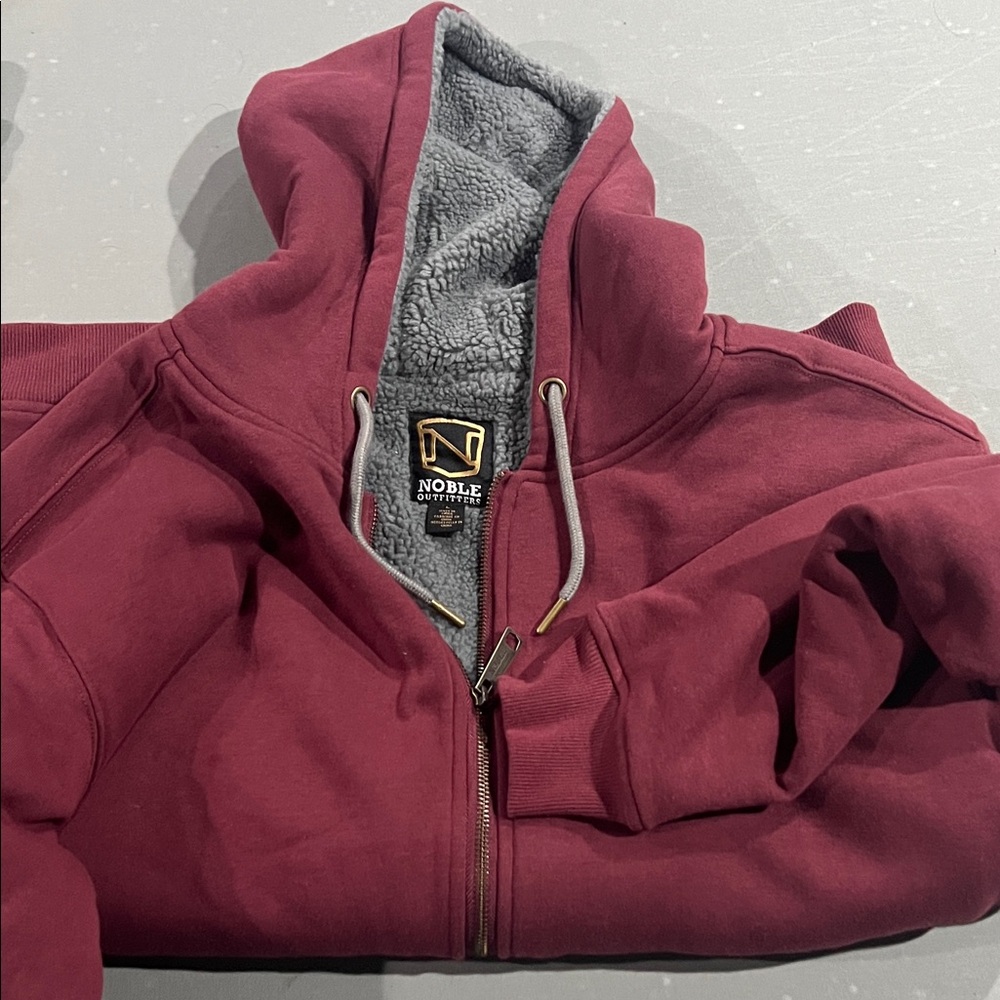 Men's Burgundy Hoodie Jacket